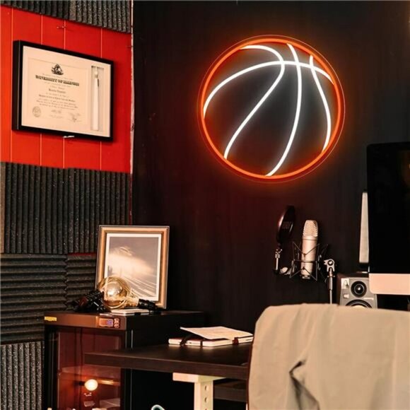 Basketball Neon Sign LED Wall Light Dimmable Sports Decor for Room Bedroom - Picture 3 of 8
